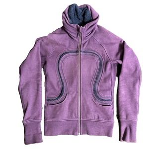 LULULEMON SCUBA HOODIE FULL ZIP UP PURPLE FLEECE LINED JACKET SZ 8